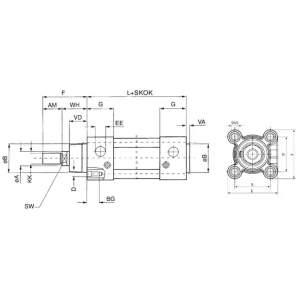 Bestseller Siłownik pneumatyczny ISO15552/6431 D50x450 z amortyzacją pneumatyczną