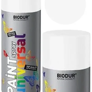 Farba szybkoschnąca emalia alkidowa biały połysk w sprayu RAL 9010 o pojemności 400 ml Biodur Bezpieczne zakupy