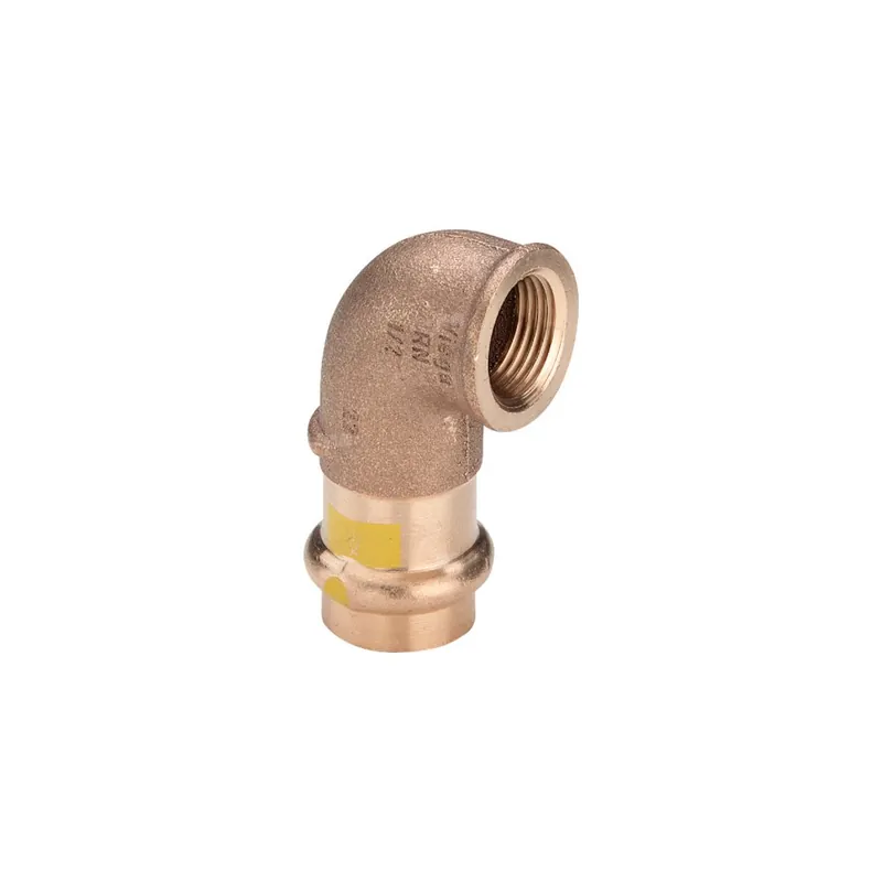 Złącze przejściowe Profipress 90‘ VIEGA 26142 jednoczęściowy, brąz / brąz, 12 mm, 3/8‘‘ (mz x gw), (głębokość 38 mm) z uszczelką Tani