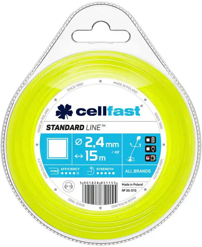 Żyłka tnąca do kosy kwadrat STANDARD LINE Cellfast 2,4 mm x 15 m 35-013 Wysoka jakość