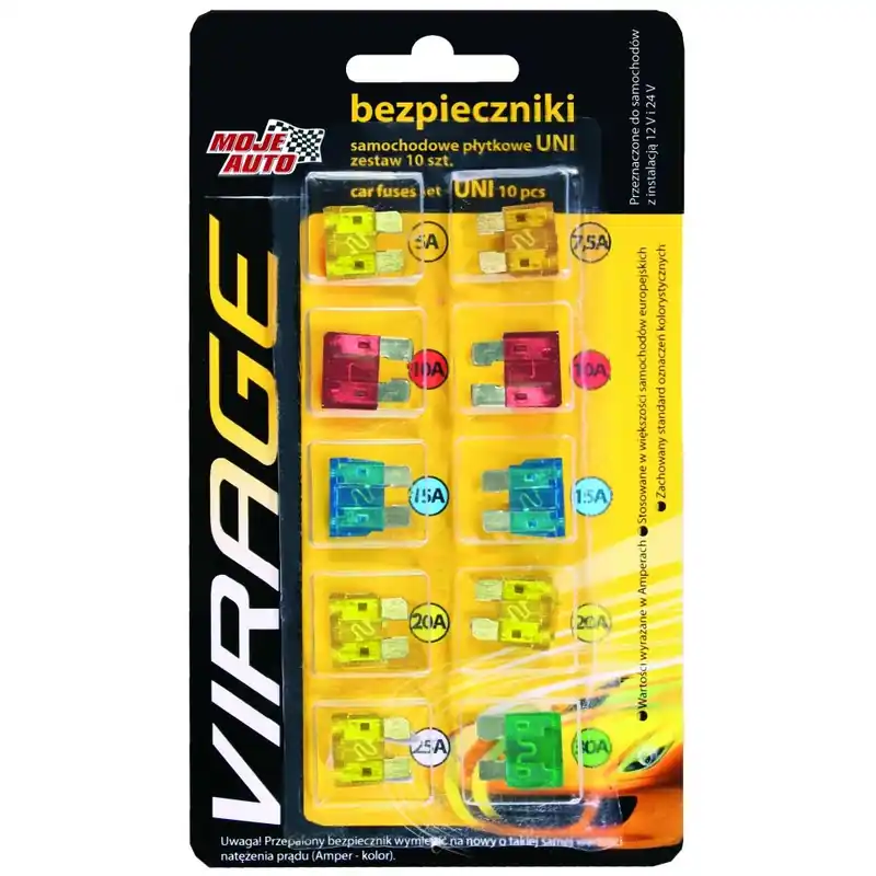 Moje Auto Virage bezpieczniki samochodowe uni 10szt Super okazja