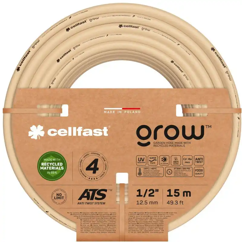 Cena promocyjna Wąż ogrodowy do nawadniania 1/2" 15 m 4-warstwowy GROW Cellfast 13-500