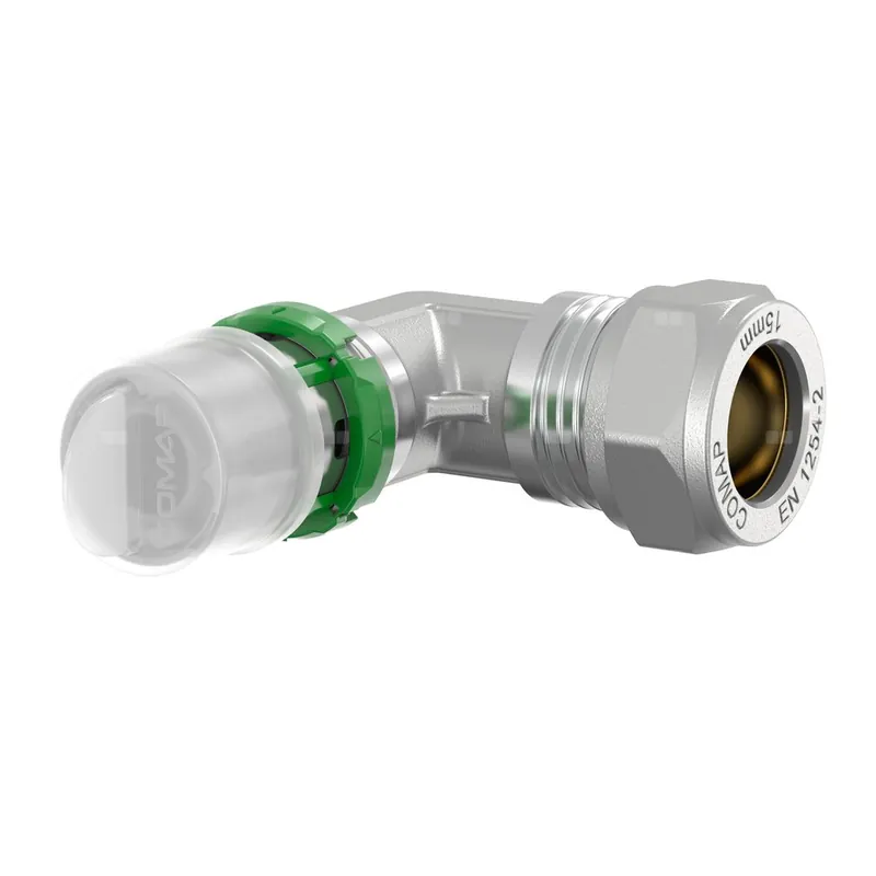 Kup online Kolano, końcówka zaprasowywana 90‘ COMAP MultiSkin Visu-Control, mosiądz, 16x2 x 15 mm (MZ x zacisk)