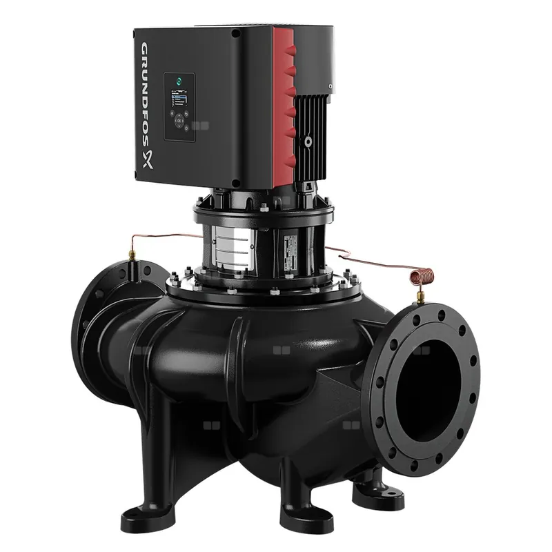Do wyczerpania zapasów Pompa obiegowa GRUNDFOS TPE 150-70/4 typu in-line z silnikiem znormalizowanym 50/60 Hz, moc silnika 5.5kW 10.15 A PN 16 1460 obr/min