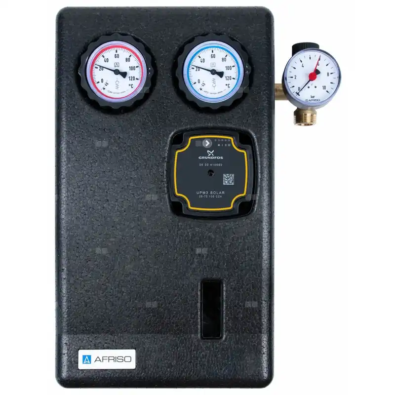 Nowy Grupa pompowa AFRISO PrimoSol 130-4 GZ 3/4‘‘ x 3/4‘‘, z izolacją Grundfos UPM 3 Solar 25-75/130 mm