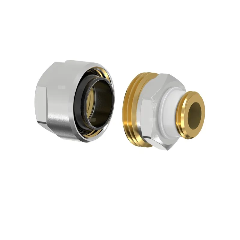 Bestseller Złącze FLAMCO MEIBES PLUS DVGW dwuczęściowy, mosiądz (niklowanie) / mosiądz (niklowanie), 1/2‘‘ x 3/8‘‘ (GZ gazowy walcowy x PZ), 48 mm z uszczelką, PN10 bar